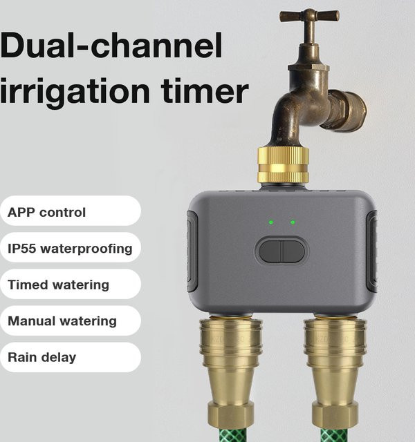 JUANJUAN Smart Bewässerung Timer mit Bluetooth und Zigbee, Tuya App Steuerung, Programmierbares Tropfbewässerungssystem für den Garten, Grau - Bild 1