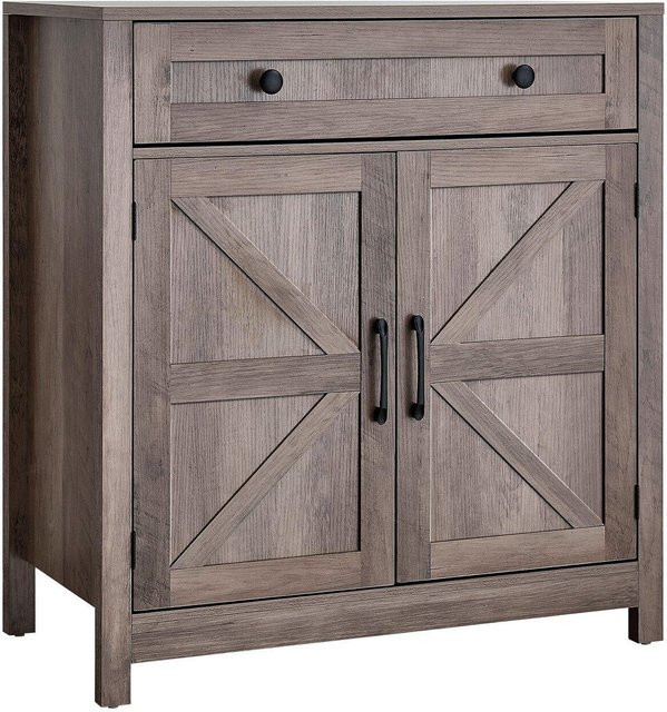 Kaffeebar-Schrank im Bauernhaus-Stil von Buying Solutions, MB, Buffet-Standschrank mit 2 Scheunentüren und Schublade, Farbe: Grau, B/T/H: 80,0 x 37,5 x 10,0 cm - Bild 1
