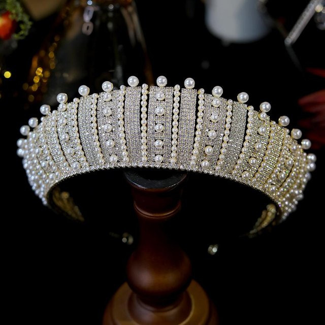 Wucifang Jewelry Diadem, Goldfarbe und Silber, Perlen, CZ, Damen - Bild 1