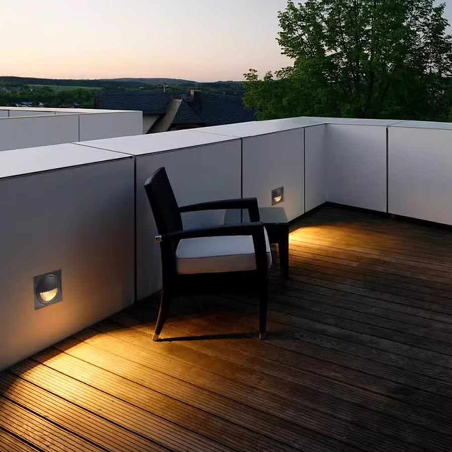 SANDIY Einbau-Außenwandleuchte in Schwarz, quadratische Balkonleuchte mit warmweißem Licht, wasserdichte Außenbeleuchtung für Hof und Wege - Bild 5