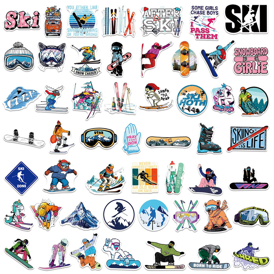 GOGOTU Ski-Aufkleber, 50 Stück, Winter Outdoor-Sport Graffiti Cartoon-Sticker - Bild 4