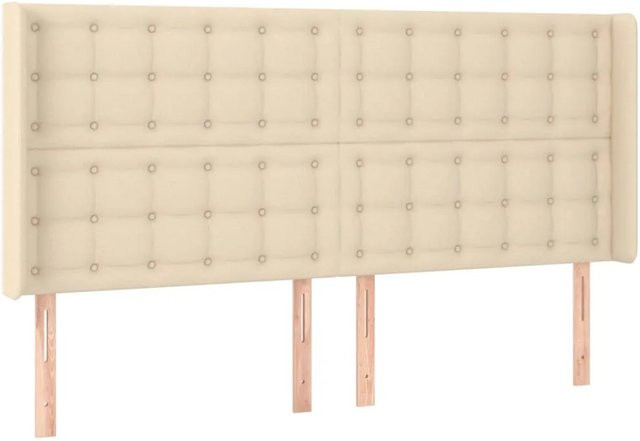 vidaXL LED Kopfteil in Beige mit USB-Ladeport und integrierter Leselampe, Breite: 163 cm, Tiefe: 16 cm, Höhe: 118 cm bis 128 cm - Bild 1