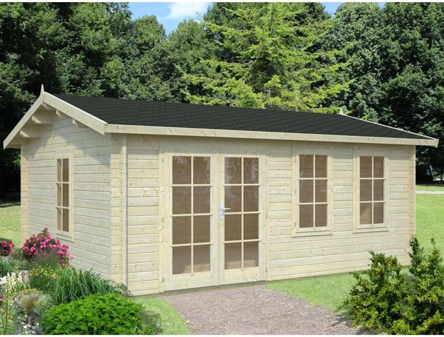Palmako Iris Blockbohlenhaus aus Fichtenholz in Hellbraun mit Satteldach B/H/T: 510 x 262 x 390 cm - Bild 1