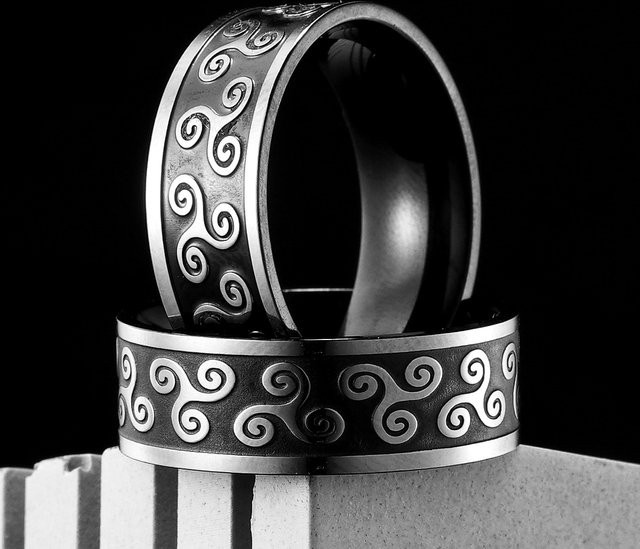 Metal Town Ring, Edelstahl, Schwarz, Punk, Unisex - Bild 1