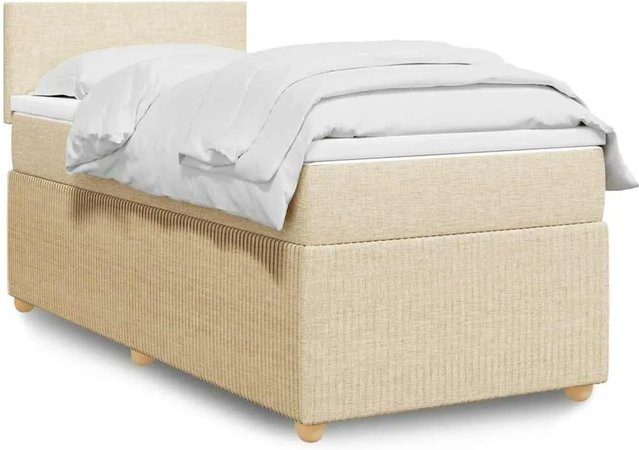 vidaXL Boxspringbett mit Matratze in Beige, Hybrid-Design mit USB-Ladeport und Unterbettbeleuchtung, B/T/H: 80 x 200 cm - Bild 1