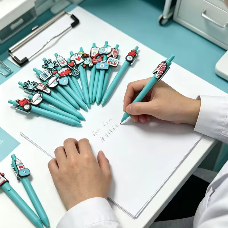 Lustige blaue Krankenschwester-Kugelschreiber aus Kunststoff für Schule und Büro - Bild 3