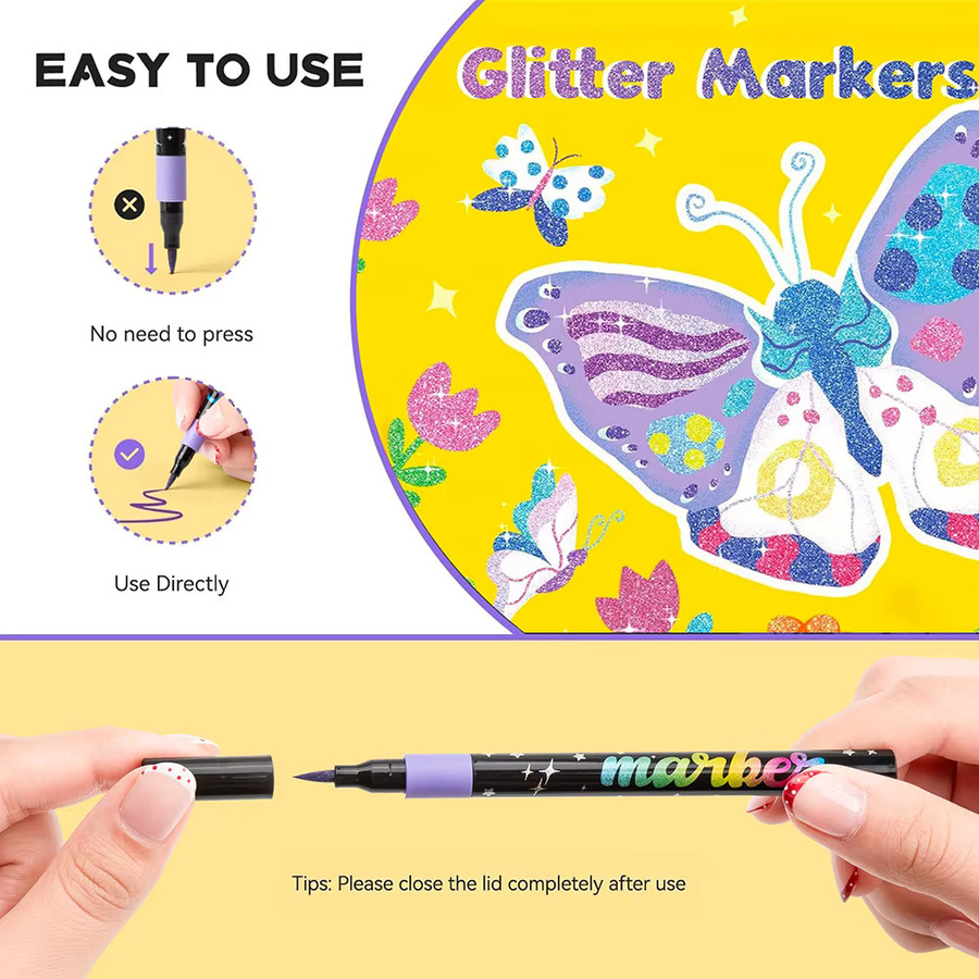 Aixxhh Glitzer-Pinselmarker mit wasserbasierter Tinte in Multicolour für Kunsthandwerk und DIY-Projekte - Bild 4