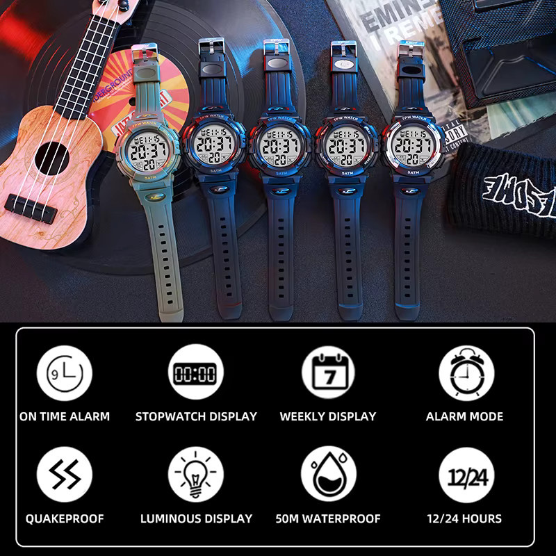 TPW Digitaluhr, Schwarz, Kunststoff, Silikon, Unisex, 5 ATM - Bild 2