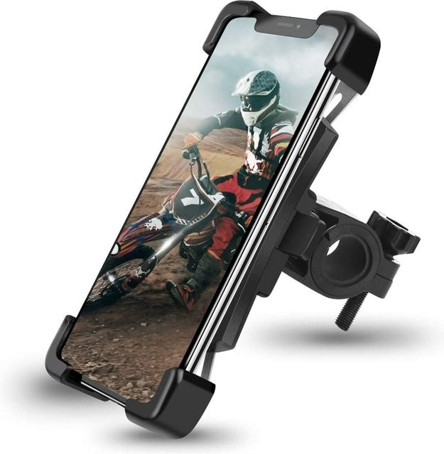 Universelle Fahrrad Handyhalterung mit One-Touch Schloss, 360 Grad drehbar für Smartphones von 4.5 bis 7.2 Zoll, Schwarz, passend für Fahrrad, Motorrad, Rennrad und Mountainbike - Bild 1