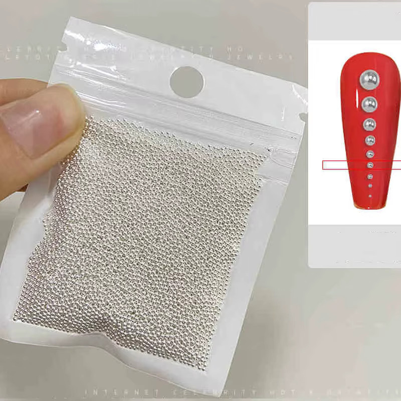 HotPress Nagel-Charms, 50 g, Edelstahl-Perlen, Gold/Silber, 1 mm - Bild 2