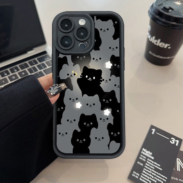 Niedrige Cartoon-Katze Silikon Handyhülle für Samsung Galaxy S26 S25 S24 S23 S22 S21 Ultra Plus FE A56 A55 A54 A25 A24 A26 Cover - Bild 1