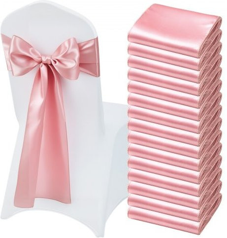 VEVOR Satin Stuhlschleifen in Roségold für Hochzeiten und Partys, 50 Stück, B: 17,8 cm, L: 274,3 cm - Bild 1