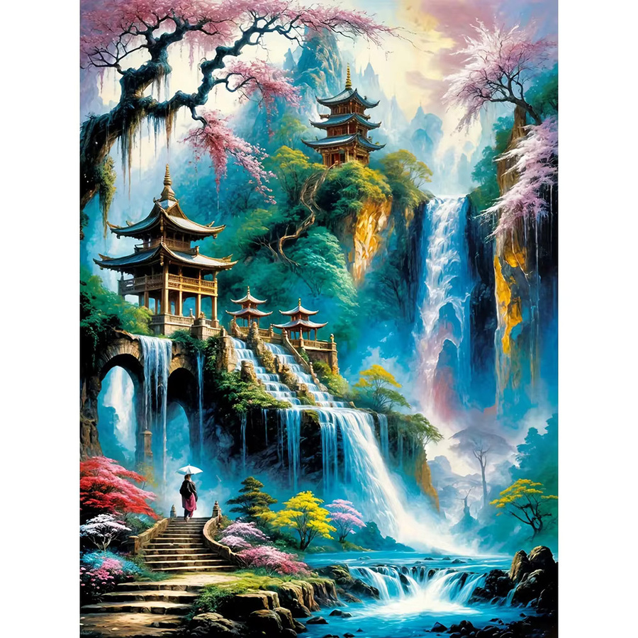 EverShine Diamant-Gemälde Wasserfall zum Selbermachen mit Strass-Stickerei in Landschaftsmotiv, Mehrfarbig, B/H: 30 x 30 cm - Bild 4