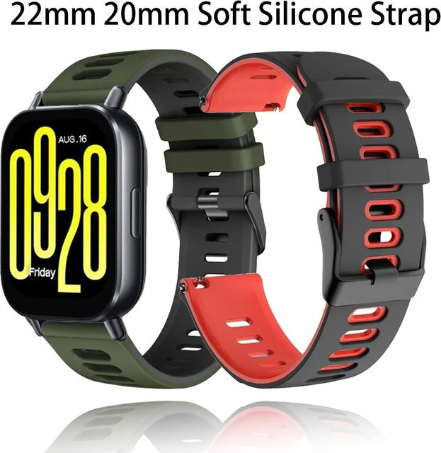 Uhrenarmband Silikon, Schwarz, 22mm 20mm, für Redmi Watch 5 Active, Huawei Watch 5, Redmi Watch 5 Lite - Bild 1