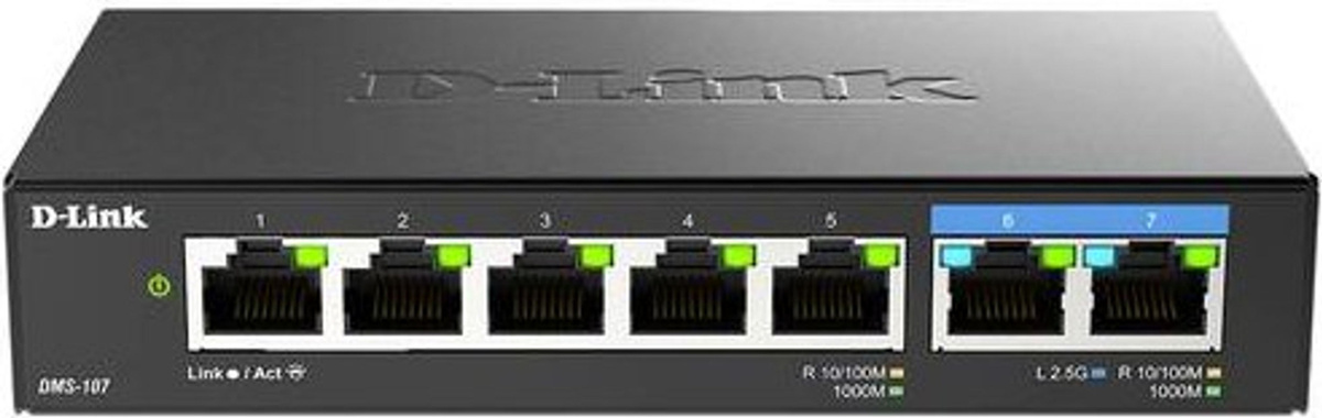 D-Link DMS-107/E Unmanaged Gigabit Ethernet Switch 5+2 Port Schwarz - Bild 3