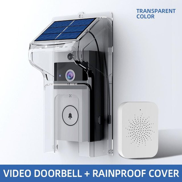 MYWAYLIFE SECURITY TECHNOLOGY HD Drahtlose Video-Türklingel mit Solarpanel, Regenschutz und Zwei-Wege-Audio in Schwarz - Bild 1