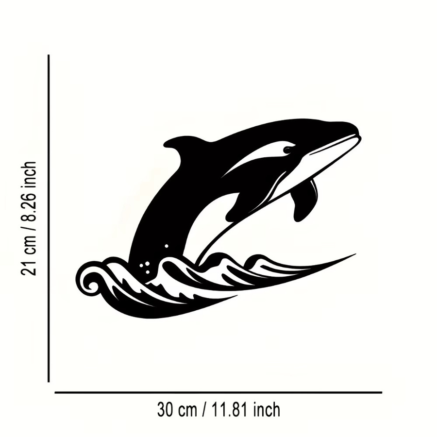 CIFBUY Wandkunst aus Metall Abstrakter Wal in Schwarz als minimalistische Dekoration für Innen- und Außenbereich - Bild 2