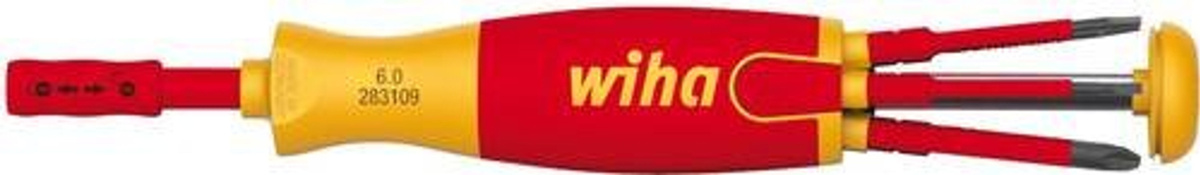 Wiha LiftUp electric VDE Bit-Schraubendreher mit Bit-Magazin, 6 slimBits in Rot, Schlitz, Pozidriv, PlusMinus - Bild 2