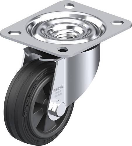 Blickle Lenkrolle LE-VPP 80G in Schwarz und Silber mit 80mm Rad-Durchmesser und 50kg Tragfähigkeit - Bild 1