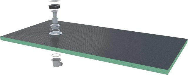 AICA Duschwanne XPS Platte mit Ablaufgarnitur, rechteckig, Grau/Schwarz, B: 180 cm, T: 90 cm, H: 4 cm - Bild 1