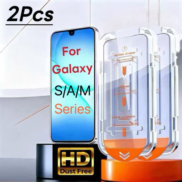 Samsung Displayschutz aus gehärtetem Glas für Galaxy S, A und M Serie, 2 Stück, transparent - Bild 1