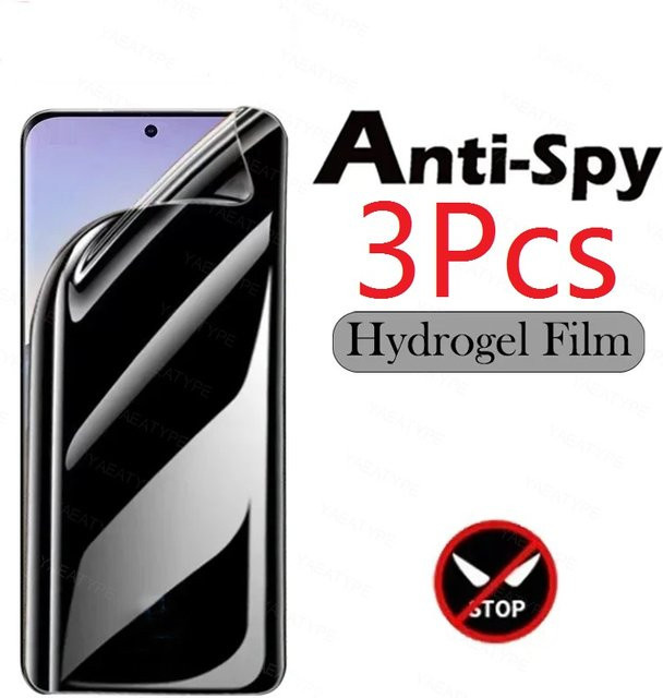 3er-Pack Hydrogel Privacy Schutzfolie für OPPO A12 A12S A15s A16 A16E A16S A16K A17 A17K A18 A20 A32 A33 A35 A36 A38 Anti-Spy Displayfolie Transparent - Bild 1
