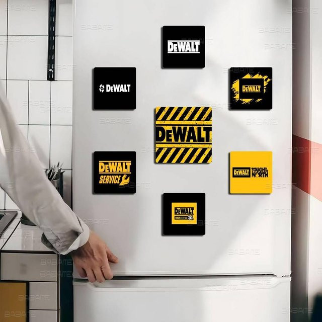 DEWALTS Logo Foto Kühlschrank Magnet Quadratische Aufkleber zur Personalisierung für Home Decor und Souvenirs - Bild 1