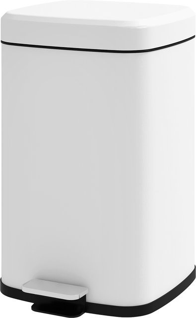 HOMCOM Küchenmülleimer aus Edelstahl mit Pedal und leisem Schließdeckel, Weiß, B/T/H: 35 x 28 x 45 cm - Bild 1