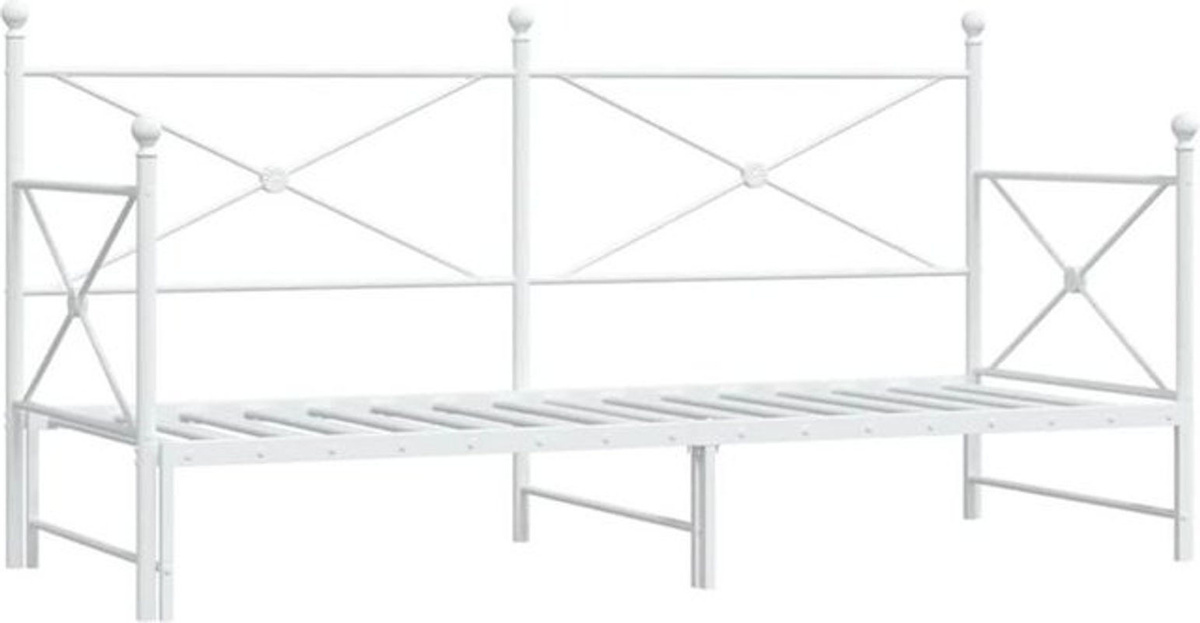 Ausziehbares Tagesbett aus Stahl von Vidaxl in Weiß, B/T/H: 190 x 75 cm, ohne Matratze - Bild 1