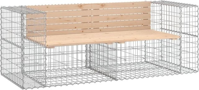 vidaXL Gartenbank aus Gabionen und Kiefernholz in Braun, B/T/H: 184 x 71 x 65,5 cm - Bild 1