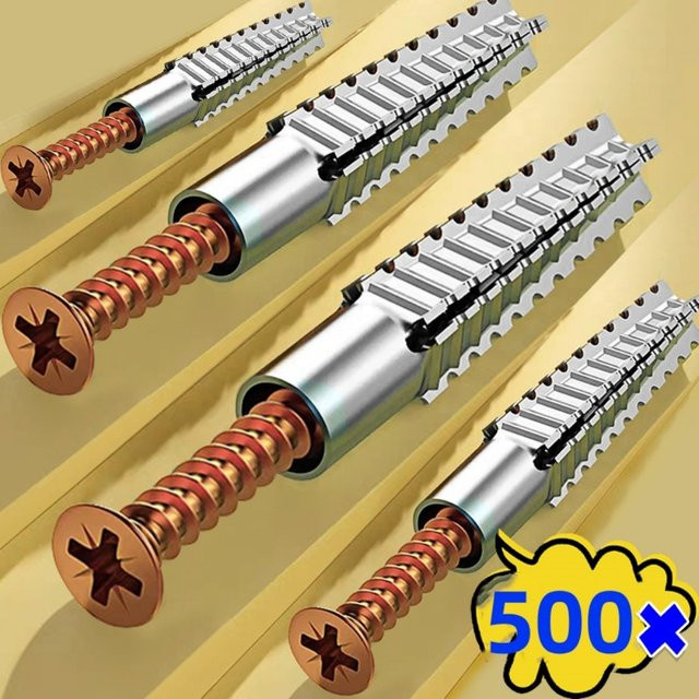 Set aus 10 bis 500 Expansionsrohren mit selbstschneidenden Schrauben und Steckern in Silber für Hohlwände, Fliesen und Trockenbau - Bild 1