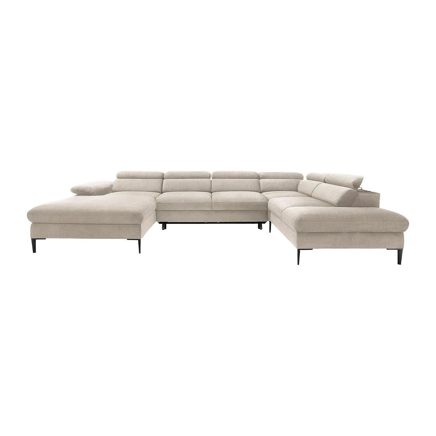 Schlafsofa Sepina von Pascal Morabito in Beige mit L-Form und Samtbezug, Breite: 353 cm - Bild 2
