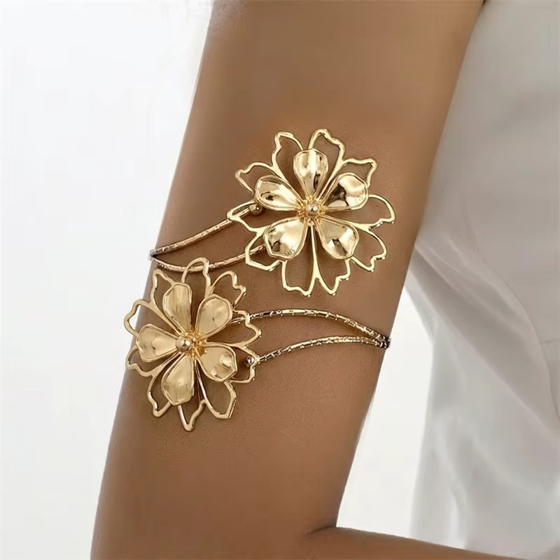 RINHOO FRIENDSHIP Oberarmreif, Blumen, Goldfarben, Damen - Bild 1