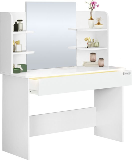 Schminktisch Lucia von CASARIA in Weiß, modern und rechteckig, B/T/H: 140 x 40 x 110 cm - Bild 1