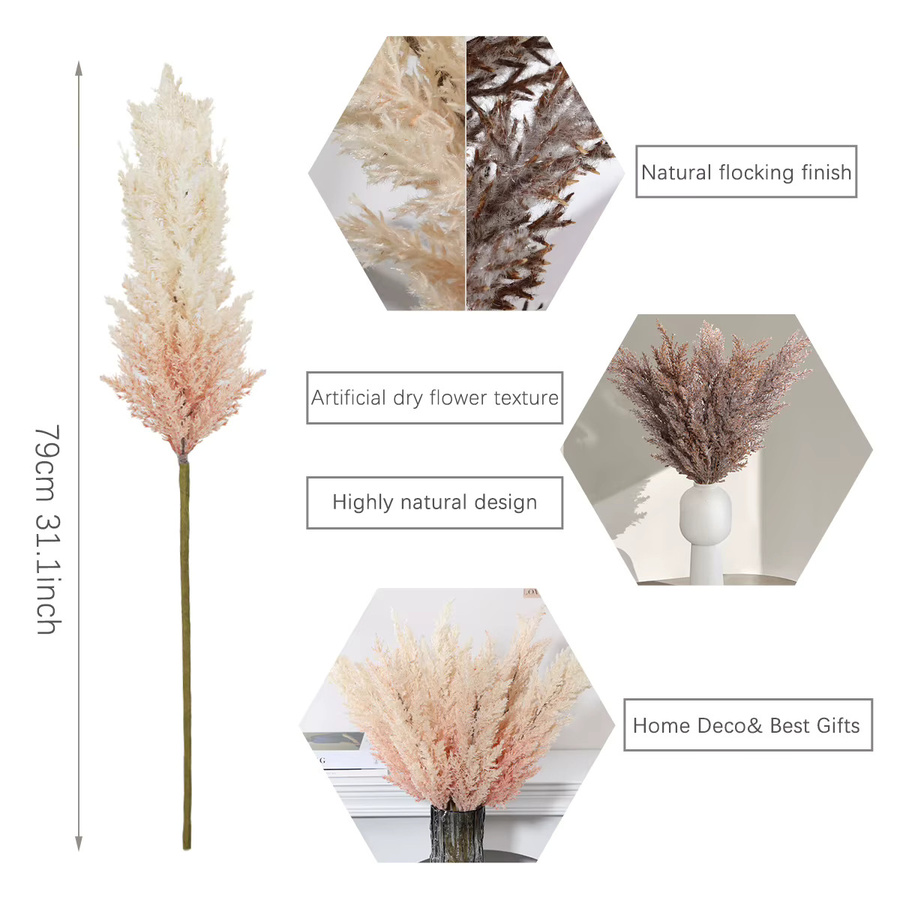 XIYA FLOWER Künstliches Pampasgras in Beige und Braun für die Boho-Inneneinrichtung als dekoratives Schilfrohrgras für Bodenvasen und Tischdekoration - Bild 2