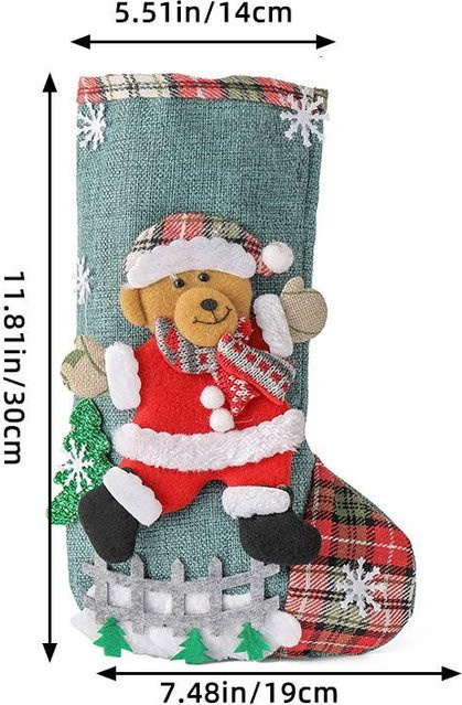 Yiran Furniture Weihnachtssocken aus Leinen als dekorative Geschenktüten mit Tiermotiven in Mehrfarbig - Bild 1