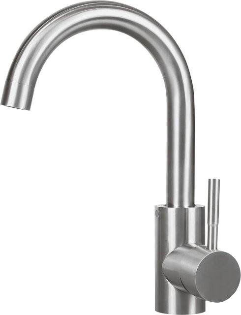 NETTLIFE Wasserhahn für das Badezimmer aus Edelstahl in Silber mit Einhebelmischer und wassersparender Funktion - Bild 1