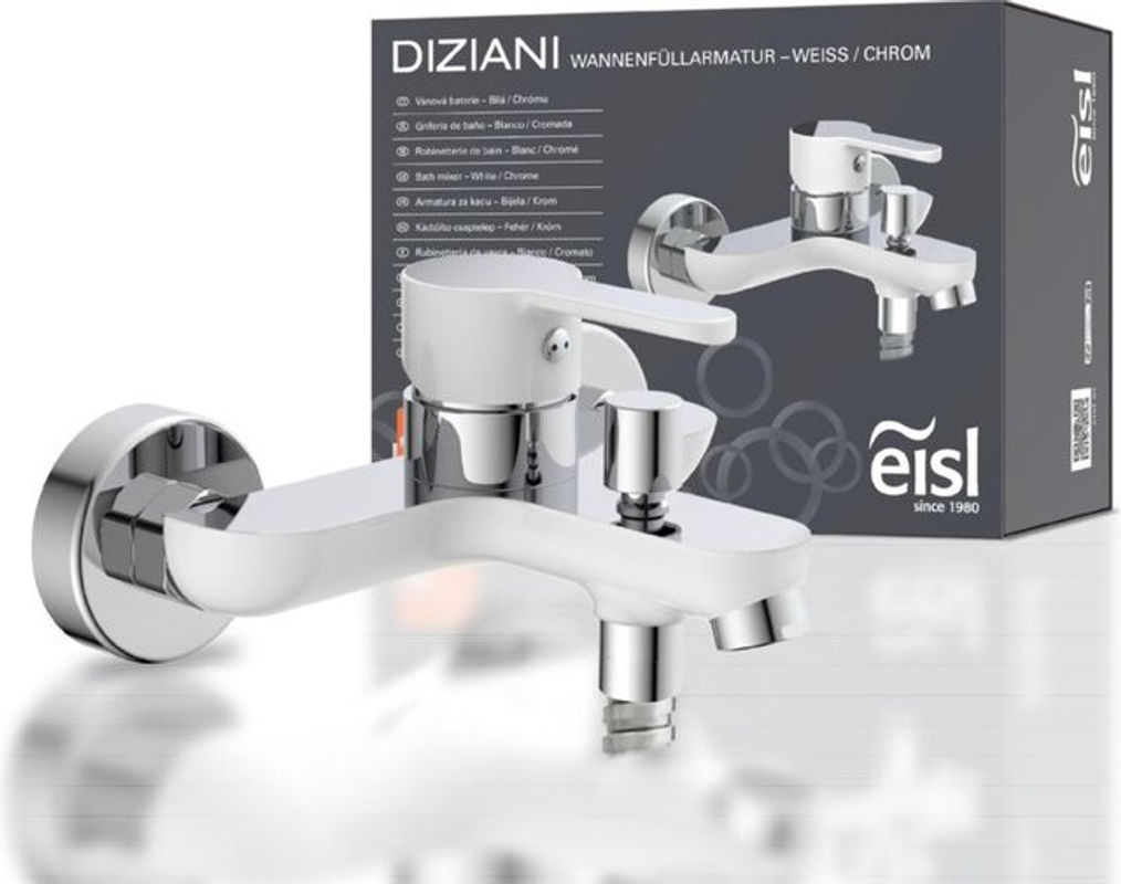 Eisl Wannenfüllarmatur Diziani mit Einhebelmischer und Sprayfunktion in Weiß-Chrom - Bild 2