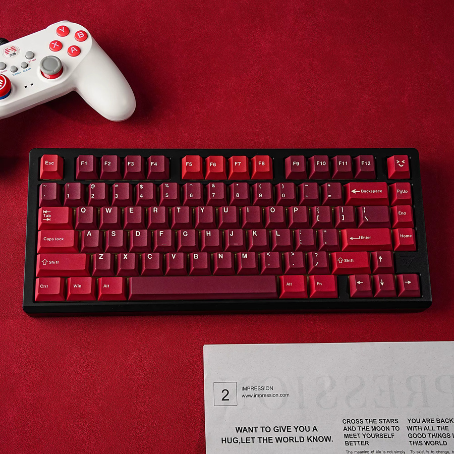 Jaycomia GMK Jamon Tastenkappen Set in Rot mit multilingualen Beschriftungen für mechanische Tastaturen, 143 Tasten, ABTN-2 Layout - Bild 3