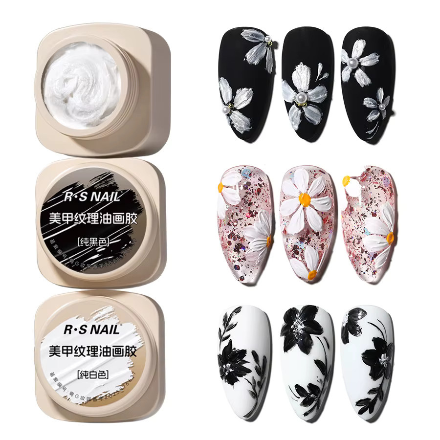 RSNAIL No-Wipe 3D Ölgel-Nagellack, Schwarz, Glänzend, 5g - Bild 4