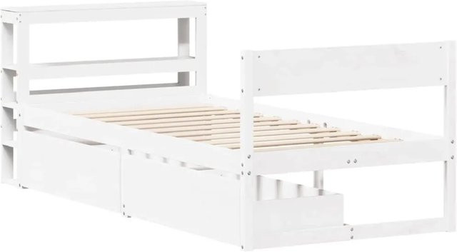 vidaXL Massivholzbett aus Kiefernholz in Weiß, rustikales Bett ohne Matratze, B/T/H: 75 x 190 cm - Bild 1