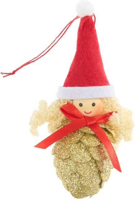 Rico Design Weihnachts-Aufhänger Zapfenkind mit Mütze aus Filz in Gold - Bild 1