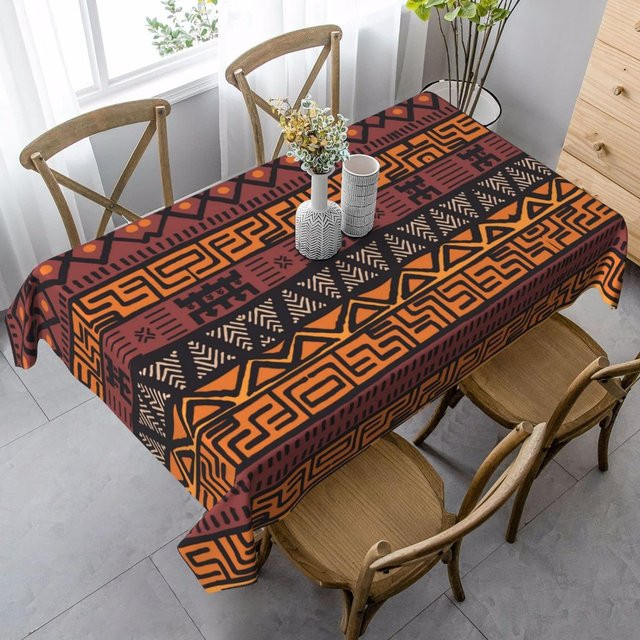 Wasserdichte Tischdecke mit afrikanischem Schlamm-Tribal-Muster von JINGYUE Pet in Braun, B/T: 140 x 140 cm - Bild 1