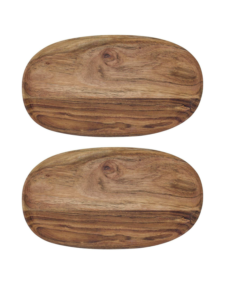 House Doctor Holzschalen in Natur, 2er-Set, B/T: 33 x 19 cm - Bild 1