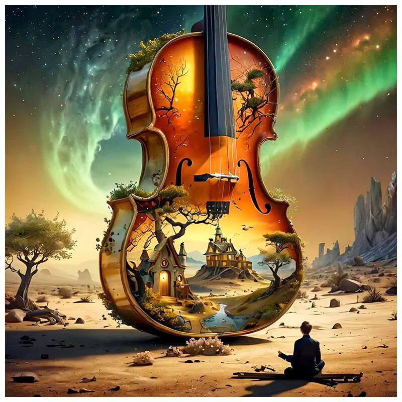 HUACAN 5D DIY Diamantmalerei Aurora Violine Winter Landschaft Mosaik Wanddeko, B/H: 20 x 20 cm - Bild 4