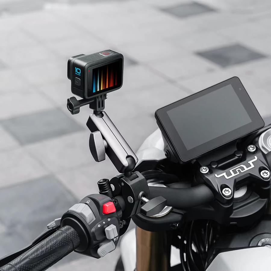VeFly Metall Lenkerhalterung aus Legierung für Motorrad und Fahrrad mit 360 Grad Drehung kompatibel mit GoPro Hero 13 12 11 10 Insta360 und DJI Osmo Action Kameras - Bild 4