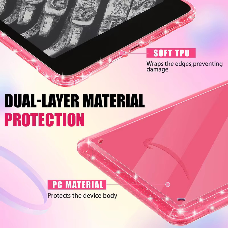 Glänzende Glitzer-Silikonhülle für Kindle Paperwhite 12. Generation 2024 7 Zoll Signature Edition in Schwarz und Pink - Bild 2