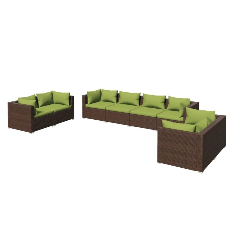 vidaXL 8-tlg Garten-Lounge-Set Modell 48 aus Poly Rattan in Braun mit Kissen und Metallgestell - Bild 2