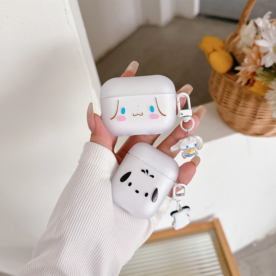 Matte TPU Schutzhülle für Apple AirPods 1 2 3 Pro und Pro 2 in Weiß mit Cinnamoroll und Pochacco Design - Bild 2