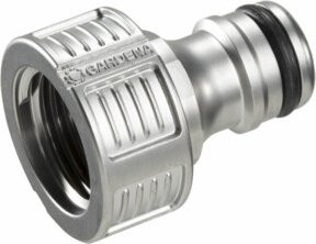 Gardena Premium Hahnverbinder aus Metall in Silber, G 1/2 Zoll, frostbeständig und mit Anti-Splash-Funktion - Bild 1